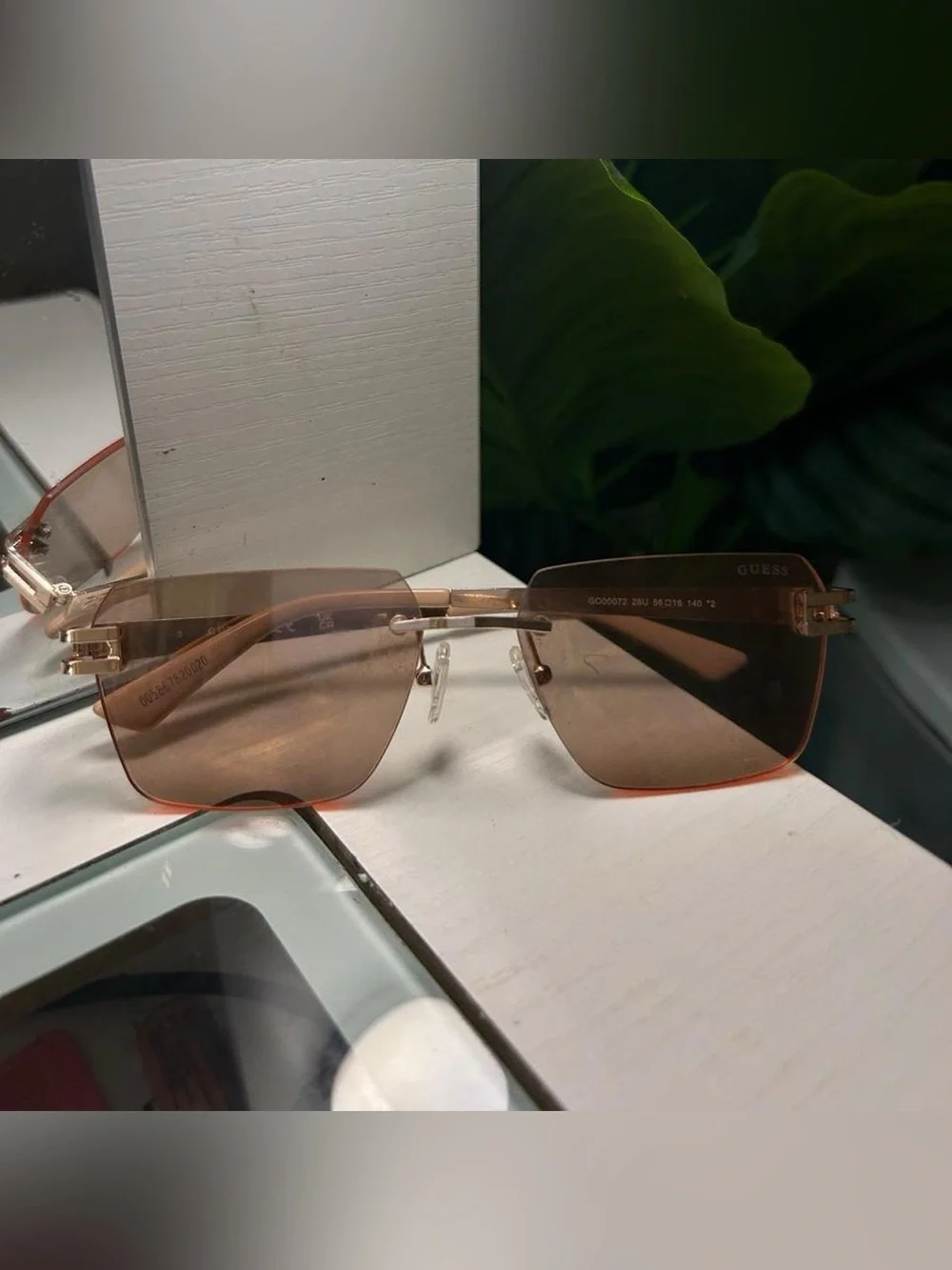 Guess Brown Gradient Rimless Sunglasses